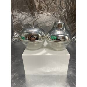 Towle Silverplate Pear and Apple Serving Jam Dish Bowl Set